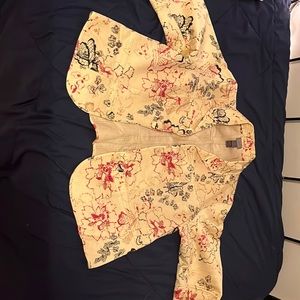 Sigrid Olson Cream Silk Jacket Asymmetric Button